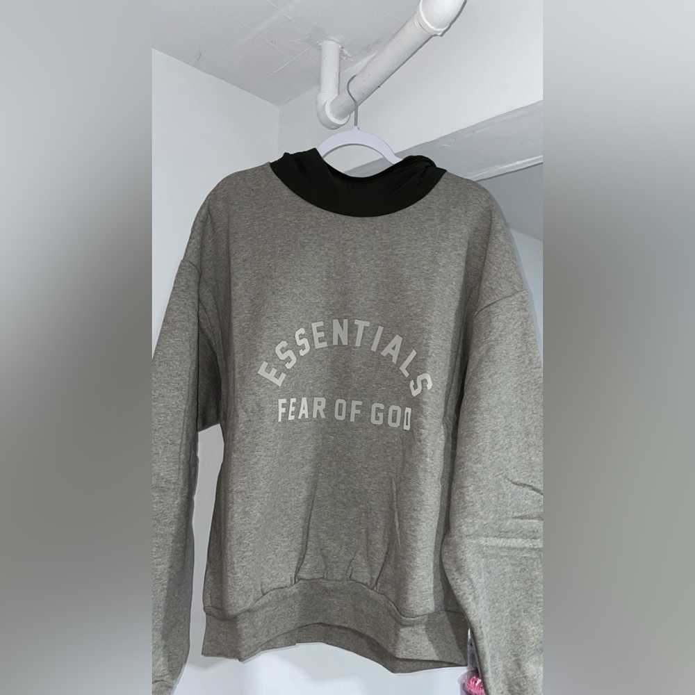 Fear of God Essentials Nylon Fleece Hoodie Dark Heather Oatmeal/Ink